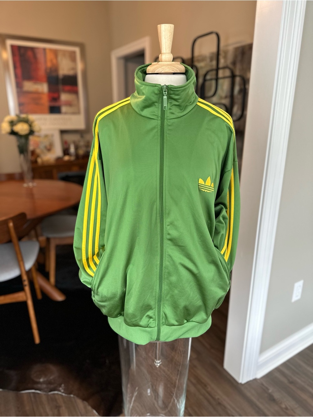 Adidas Originals Firebird Track Top Jacket Green Crew Yellow Size 2XL